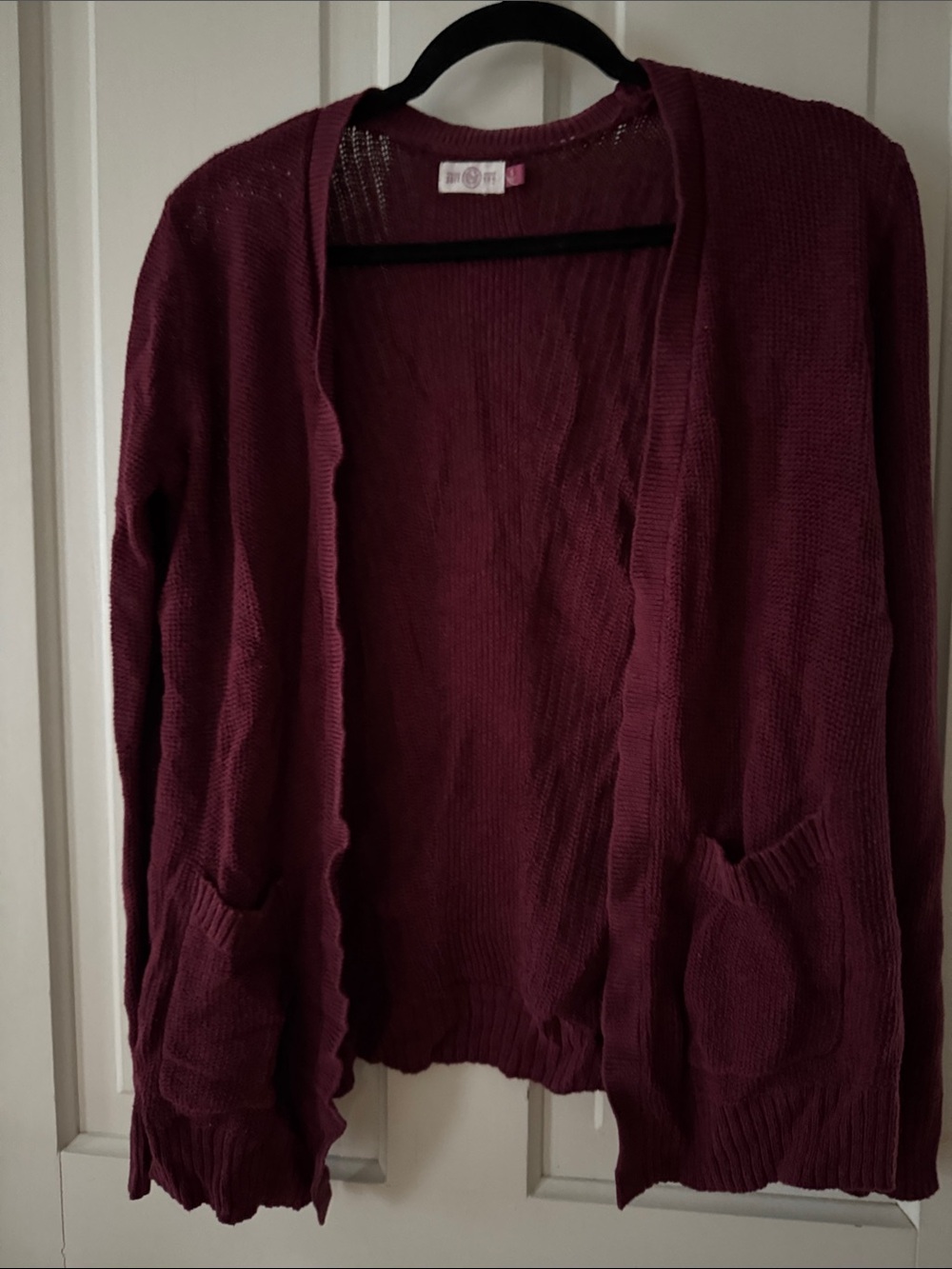 SO Open-Front Wine Cardigan Sweater